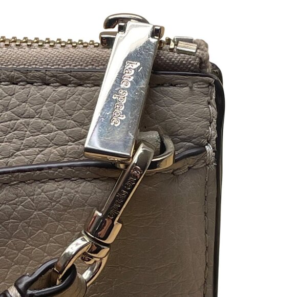 Kate Spade Beige & White Pebbled Leather Front Pocket Leila Crossbody Bag Sz S - Picture 8 of 14